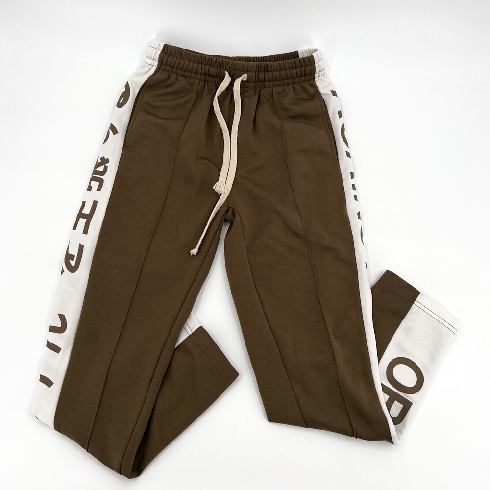 Unbranded Pants Joggers Mens Teens Medium Brown White Pullon Japanese Text
